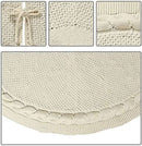 Knitted Christmas Tree Skirt 24 Inch White Round Tree Base Cover with Cable Knit Border Soft Holiday Tree Skirt Rustic Christmas Decor for Home Fireplace Party Festive Gift Display