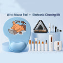 Wrist Support Mouse Pad and (Black) Desk Cleaning Kit Combo Set Ergonomic Gel Wrist Rest with Screen Keyboard Cleaning Tools for Office Home Gaming Desk Setup