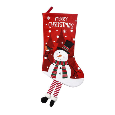 Red Christmas tree skirt and snowman pattern stocking set - 122cm diameter tree skirt, holiday home decor set, reusable Christmas tree base cover and fireplace mantle stocking, suitable for living room and gift display