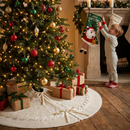 White Knitted Christmas Tree Skirt & Santa Stocking Combo Set Festive Holiday Home Decor Reusable Xmas Decoration Fireplace Tree Base Cover Gift Ready Seasonal Ornament