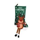 Festive Holiday Home Decoration Set - White Knitted Christmas Tree Skirt & Reindeer Stocking Combo for Cozy Seasonal Styling