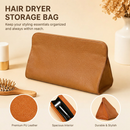 Brown Hair Dryer Storage Bag - Faux Leather Travel Organizer with Magnetic Closure, Waterproof Heat Resistant Pouch for Straighteners Curling Irons and Styling Tools