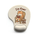 Ergonomic Gel Wrist Support Mouse Pad Pattern of a cat sitting in a chair reading a book (I'm fine!)  Soft silicone wrist rest, desktop accessory, suitable for office, home, and gaming