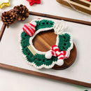Christmas Pet Collar（Green scarf and hat） Knitted Festive Dog Cat Collar Red Green Adjustable Soft Lightweight Holiday Pet Accessories for Small Dogs and Cats  Party Wear