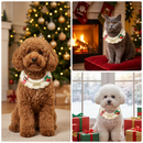 Christmas Pet Collar（Cane and pine cone） Knitted Festive Dog Cat Collar Red Green Adjustable Soft Lightweight Holiday Pet Accessories for Small Dogs and Cats  Party Wear