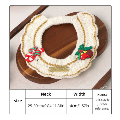 Christmas Pet Collar（Cane and pine cone） Knitted Festive Dog Cat Collar Red Green Adjustable Soft Lightweight Holiday Pet Accessories for Small Dogs and Cats  Party Wear