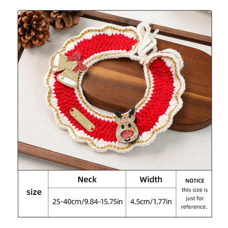 Christmas Pet Collar（Bell-shaped deer） Knitted Festive Dog Cat Collar Red Green Adjustable Soft Lightweight Holiday Pet Accessories for Small Dogs and Cats  Party Wear