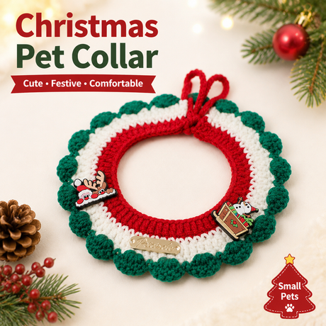Christmas Pet Collar（Snowman, deer, old man） Knitted Festive Dog Cat Collar Red Green Adjustable Soft Lightweight Holiday Pet Accessories for Small Dogs and Cats  Party Wear