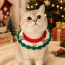 Christmas Pet Collar（Snowman, deer, old man） Knitted Festive Dog Cat Collar Red Green Adjustable Soft Lightweight Holiday Pet Accessories for Small Dogs and Cats  Party Wear