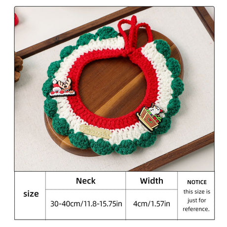 Christmas Pet Collar（Snowman, deer, old man） Knitted Festive Dog Cat Collar Red Green Adjustable Soft Lightweight Holiday Pet Accessories for Small Dogs and Cats  Party Wear
