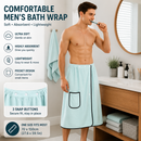 Men's Bath Wrap Microfiber Quick Dry Absorbent Adjustable Snap Closure Light blue Bath Towel Wrap Lightweight Bathroom Spa Gym Travel Use 70x150cm Comfortable Fit