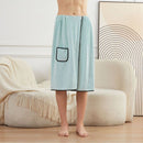 Men's Bath Wrap Microfiber Quick Dry Absorbent Adjustable Snap Closure Light blue Bath Towel Wrap Lightweight Bathroom Spa Gym Travel Use 70x150cm Comfortable Fit