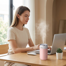 Pink USB Rechargeable Humidifier Aroma Diffuser Mini Can Mist Maker Portable Car Home Desktop Air Moisturizer with LED Light