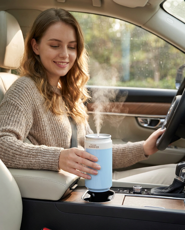 Blue USB Rechargeable Humidifier Aroma Diffuser Mini Can Mist Maker Portable Car Home Desktop Air Moisturizer with LED Light