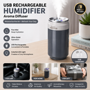 Dark Gray USB Rechargeable Humidifier Aroma Diffuser Mini Can Mist Maker Portable Car Home Desktop Air Moisturizer with LED Light