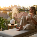 Moon Light Humidifier Aroma Diffuser (Black base) with LED Night Light, USB Desktop Essential Oil Diffuser Cool Mist Maker for Bedroom Office Home Relaxation