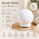 Moon Light Humidifier Aroma Diffuser (White base version) with LED Night Light, USB Desktop Essential Oil Diffuser Cool Mist Maker for Bedroom Office Home Relaxation