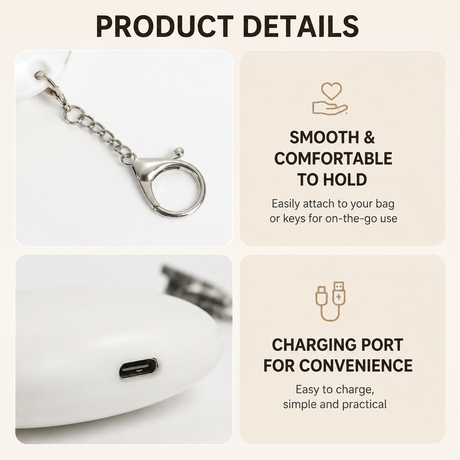 White Touch Activated Flower Keychain Light, Cute Portable LED Night Light Keyring, Mini Rechargeable Bag Charm Lamp, Creative Gift for Girls, Bedroom Decoration Light