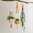 Handmade Plant Hanger Set 3 PCS, Boho Macrame Hanging Planter Basket with Cotton Rope Woven Design, Indoor Outdoor Plant Holder for Balcony Garden Home Decor, Natural Greenery Display