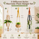 Handmade Plant Hanger Set 3 PCS, Boho Macrame Hanging Planter Basket with Cotton Rope Woven Design, Indoor Outdoor Plant Holder for Balcony Garden Home Decor, Natural Greenery Display