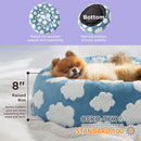 Medium Large Pet Donut Bed (Coffee plaid)-90cm outer diameter, Soft Plush Round Dog Bed and Cat Bed with Raised Rim, Cozy Calming Pet Sleeping Cushion, Checkered Washable Dog Bed for Medium Large Dogs and Cats