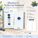 Fruit Series To Do List Notebook (Blueberry) – Spiral Bound Journal with Cute Fruit Cover, 80 Sheets, Portable Planner for Daily Notes, Study, Office and Personal Organisation