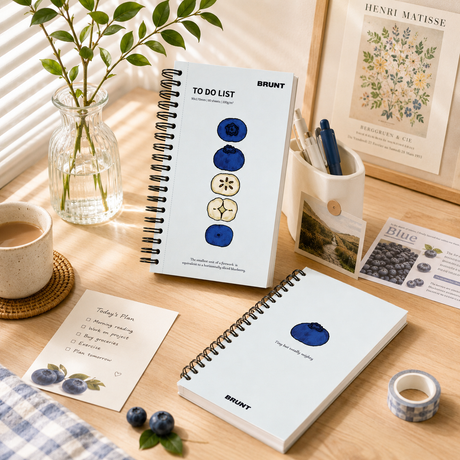 Fruit Series To Do List Notebook (Blueberry) – Spiral Bound Journal with Cute Fruit Cover, 80 Sheets, Portable Planner for Daily Notes, Study, Office and Personal Organisation