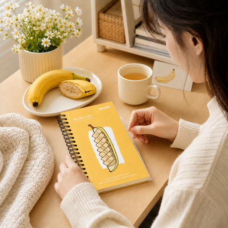 Fruit Series To Do List Notebook (Banana) – Spiral Bound Journal with Cute Fruit Cover, 80 Sheets, Portable Planner for Daily Notes, Study, Office and Personal Organisation