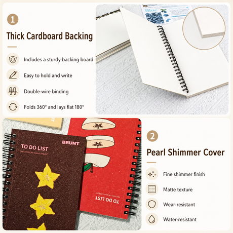 Fruit Series To Do List Notebook (Apple) – Spiral Bound Journal with Cute Fruit Cover, 80 Sheets, Portable Planner for Daily Notes, Study, Office and Personal Organisation