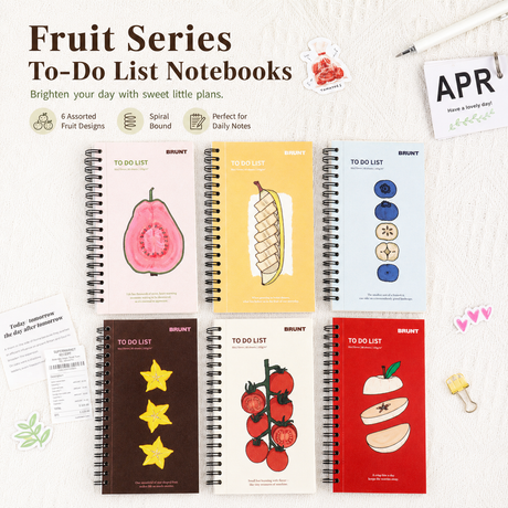 Fruit Series To Do List Notebook (Starfruit) – Spiral Bound Journal with Cute Fruit Cover, 80 Sheets, Portable Planner for Daily Notes, Study, Office and Personal Organisation