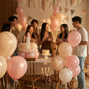Birthday Cake Balloon Garland Kit (Pink Material kit)– DIY Party Decoration Set with HBD Balloons, Ribbon and Glue Dots, Creative Table Centrepiece for Birthday Celebrations, Photo Props and Event Decor