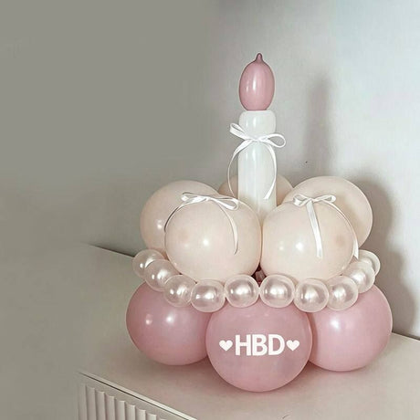 Birthday Cake Balloon Garland Kit (Pink Material kit)– DIY Party Decoration Set with HBD Balloons, Ribbon and Glue Dots, Creative Table Centrepiece for Birthday Celebrations, Photo Props and Event Decor