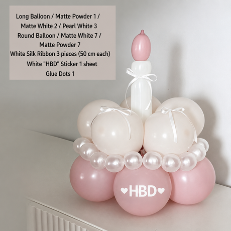 Birthday Cake Balloon Garland Kit (Pink Material kit)– DIY Party Decoration Set with HBD Balloons, Ribbon and Glue Dots, Creative Table Centrepiece for Birthday Celebrations, Photo Props and Event Decor