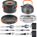 11PCS Orange Camping Cookware Set – Lightweight Aluminium Camping Pots, Frying Pan, Kettle & Stainless Steel Cutlery, Portable Non-Stick Outdoor Cooking Set for 2-3 Person Camping, Hiking, Backpacking & Picnic