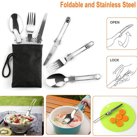 11PCS Black Camping Cookware Set – Lightweight Aluminium Camping Pots, Frying Pan, Kettle & Stainless Steel Cutlery, Portable Non-Stick Outdoor Cooking Set for 2-3 Person Camping, Hiking, Backpacking & Picnic