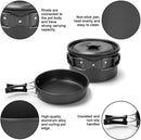 11PCS Black Camping Cookware Set – Lightweight Aluminium Camping Pots, Frying Pan, Kettle & Stainless Steel Cutlery, Portable Non-Stick Outdoor Cooking Set for 2-3 Person Camping, Hiking, Backpacking & Picnic