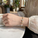 Pearl Flower Bracelet for Women – Adjustable Faux Pearl Beaded Bracelet with Gold Floral Charm, Elegant Lightweight Fashion Wrist Jewellery, Gift Box Included, Bridal, Birthday & Everyday Wear
