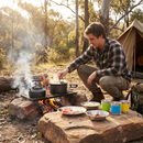 Black Camping Cookware Set for 2–3 People – Portable Outdoor Cooking Pot, Frying Pan & 1.1L Kettle Kit with Stainless Steel Plates, Cups & Cutlery, Lightweight Non-Stick Camping Cook Set for Hiking, Picnic, Backpacking & RV Travel