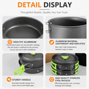 Black Camping Cookware Set for 2–3 People – Portable Outdoor Cooking Pot, Frying Pan & 1.1L Kettle Kit with Stainless Steel Plates, Cups & Cutlery, Lightweight Non-Stick Camping Cook Set for Hiking, Picnic, Backpacking & RV Travel