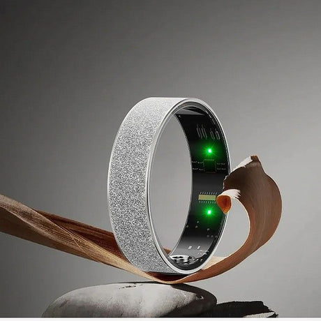 Smart Ring Size 8 (Silver) – Frosted Silver Wellness Tracker with Heart Rate, Blood Oxygen, Sleep, Steps and Mood Monitoring, IP68 Waterproof USB Magnetic Charging Ring