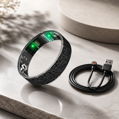 Smart Ring Size 11 (Black) – Frosted Black Wellness Tracker with Heart Rate, Blood Oxygen, Sleep, Steps and Mood Monitoring, IP68 Waterproof USB Magnetic Charging Ring