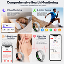 Smart Ring Size 10 (Rose Gold) – Frosted Rose Gold Wellness Tracker with Heart Rate, Blood Oxygen, Sleep, Steps and Mood Monitoring, IP68 Waterproof USB Magnetic Charging Ring