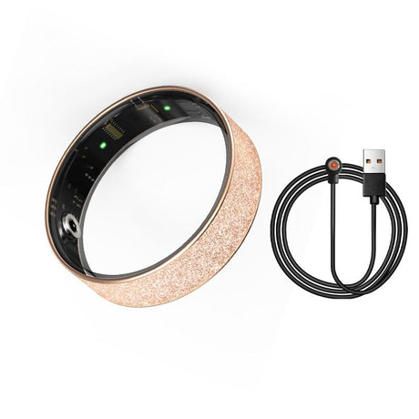 Smart Ring Size 11 (Rose Gold) – Frosted Rose Gold Wellness Tracker with Heart Rate, Blood Oxygen, Sleep, Steps and Mood Monitoring, IP68 Waterproof USB Magnetic Charging Ring