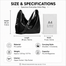 Black PU Leather Shoulder Bag - Large Capacity Hobo Handbag with Adjustable Strap, Soft Slouch Tote Purse for Women Daily Commute Shopping Travel and Casual Outings