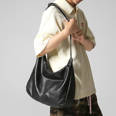 Black PU Leather Shoulder Bag - Large Capacity Hobo Handbag with Adjustable Strap, Soft Slouch Tote Purse for Women Daily Commute Shopping Travel and Casual Outings