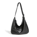 Black PU Leather Shoulder Bag - Large Capacity Hobo Handbag with Adjustable Strap, Soft Slouch Tote Purse for Women Daily Commute Shopping Travel and Casual Outings