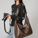 Black PU Leather Shoulder Bag - Large Capacity Hobo Handbag with Adjustable Strap, Soft Slouch Tote Purse for Women Daily Commute Shopping Travel and Casual Outings