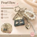 Blue Mini PU Leather Bag Charm Keychain with Pearl Bow Pendant Cute Handbag Accessories for Women Girls, Fashion Decorative Key Ring Hanging Ornament Gift