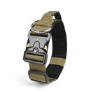 Khaki Tactical Dog Collar for Large Dogs (XL size)- Wide Padded Nylon Collar with Quick Release Metal Buckle, Control Handle and D-Ring for Walking and Training