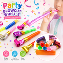 200 Piece Party Whistle and Blowout Set - 100 Whistle Balloons and 100 Party Blowers, Colourful Party Favors for Birthday Parties, Celebrations, Games and Loot Bags